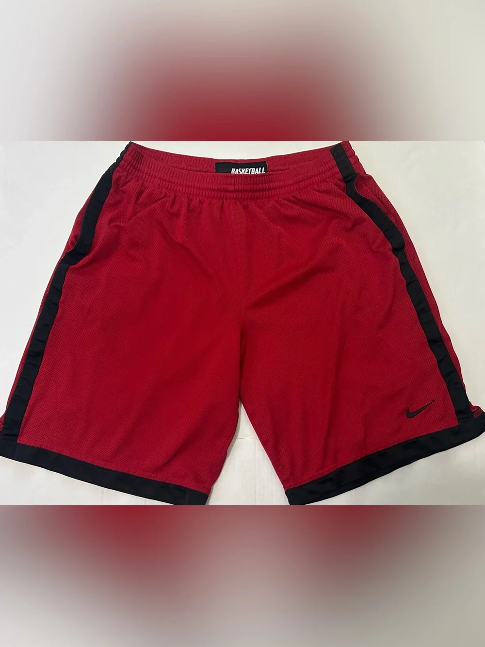 Nile Basketball Mens Athletic Shorts Mesh Red Black Retro Vintage Large